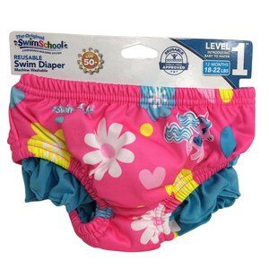 Swimschool Reusable Swim Diaper UPF 50 Level 1 18-22 lbs 12 Months Swim Pink New